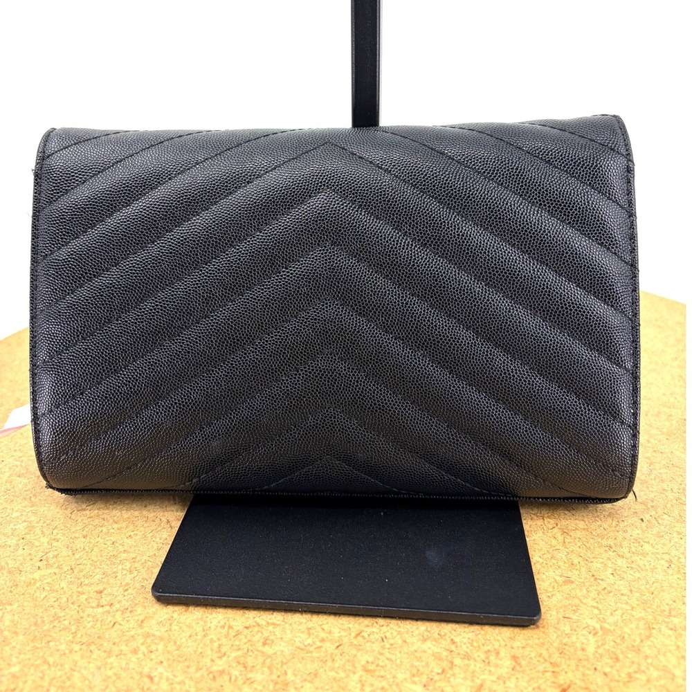 Saint Laurent Cassandre Matelasse Chain Wallet Black Grain de Poudre YSL Bag - Picture 3 of 7